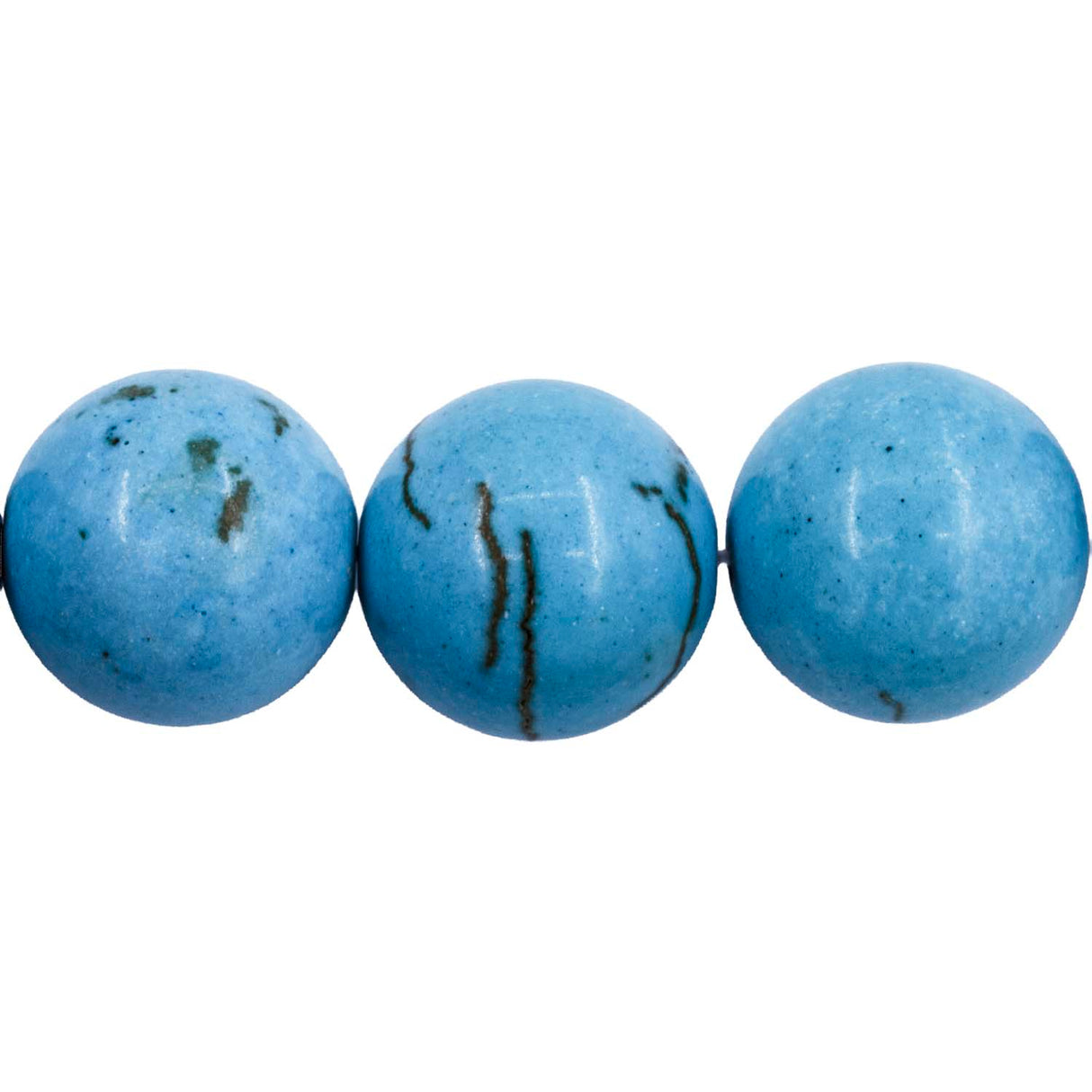 16ST612-TQ: Turquoise Blue Magnesite Round 15-16mm
