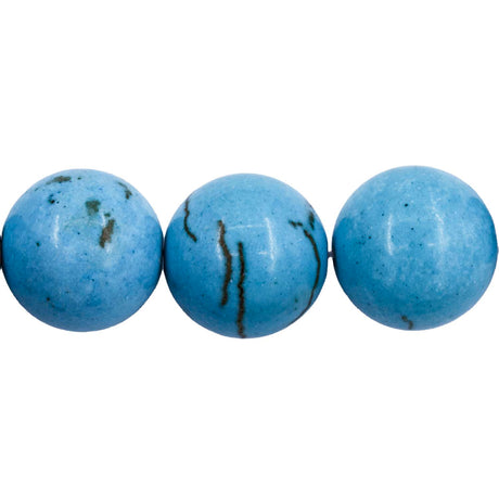 16ST612-TQ: Turquoise Blue Magnesite Round 15-16mm