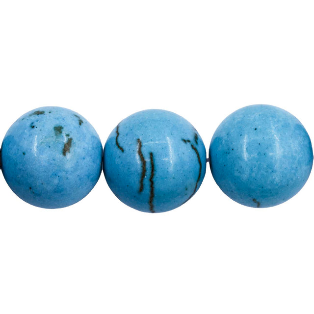 16ST612-TQ: Turquoise Blue Magnesite Round 15-16mm