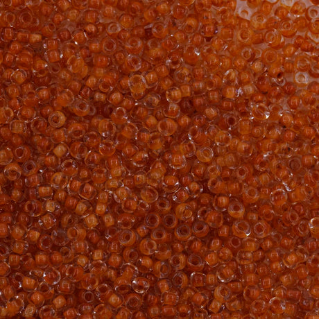 Antique Venetian Micro Seed Bead Color Lined Dark Orange - 10 Grams