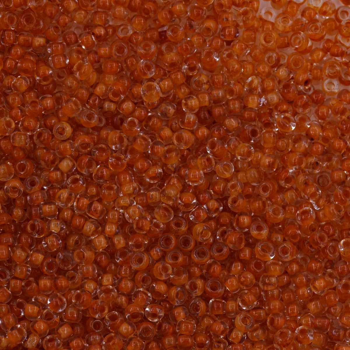 Antique Venetian Micro Seed Bead Color Lined Dark Orange - 10 Grams