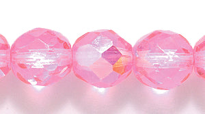 Preciosa Ornela 8mm Hot Pink AB Fire Polished Round Beads