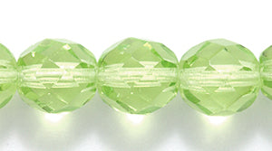 8FC281-1R: CZ Facet Rd Trans Pale Peridot 8mm-25PC
