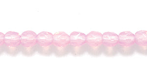 3FC290R: Czech Faceted Round Opal Pink 3mm - - 100 Piece Pack