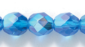 8FC567: CZ FACET RD MED DK Aqua AB 8mm-150PC