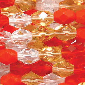 34FC9022R: CZ Faceted Oval Crystal/peach/red/ruby Mix 5x7mm-50PC