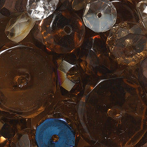 70FC9021R: Faceted Disc Smoke Topaz Mix-50PC