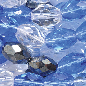 37FC9006R: CZ Faceted Oval Mix Sapphire/crystal/gunmetal 7x9mm-30PC