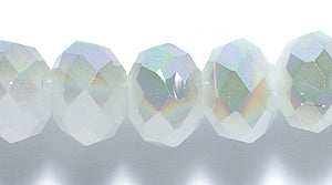 75CD210-82: Crystal Round Rondelle White Opal Green AB 6x8mm 1STR