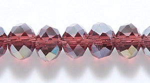 73CD598-3: Crystal Round Rondelle Amethyst Purple AB 4x6mm 1STR