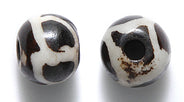 10BN159-D: India Bone Round Dark Brown Stripe 10mm 25 Pieces
