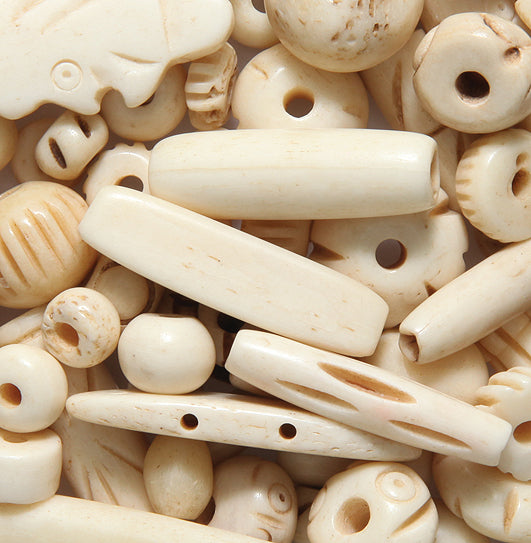 BN125-AN: Bone Assorted Mix Shapes And Sizes Antique Color 100 Grams
