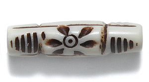 BN275-59: Bone Carved Tube Antiqued 24mm Average 20 Pieces