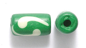 13BN184-W: Bone Tube Green White 7x13mm 30 Pieces