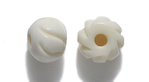 8BN114-C2: India Bone Round White Carved 8mm 25 Pieces