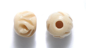 8BN153-R: Bone Carved Rose Round Antique Finish 8mm 12 Pieces