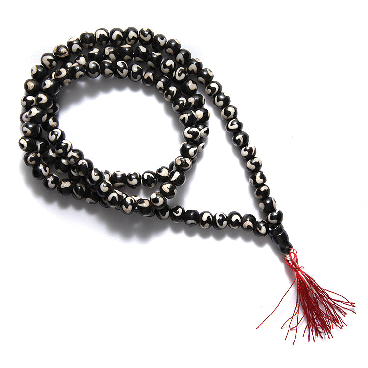 8BN158-MA2: Bone Mala DK BRWN/WHT RND 8mm