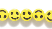 6LB122-SMR: CZ Alphabet Smiley Face Yellow With Black 6mm-50PC