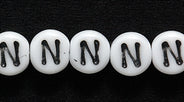6LB-NR: CZ Alphabet N White/black 6mm-50PC