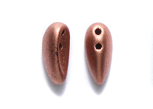 42CM957-MER: Czech Chilli Two Hole Silk Copper 4x11mm - - 50 Piece Pack