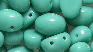 32CA185: Czech Candy Oval Two Hole Turquoise Green 6x8mm - 25 Pieces