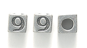 5PW955-9: Bead Alphabet Cube 9 Ant Pewter 5mm 1PC