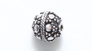 IN184-33S: Bali Style Copper Round ANT Sil 8mm-10PC