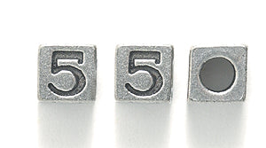 5PW955-5: Bead Alphabet Cube 5 Ant Pewter 5mm 1PC