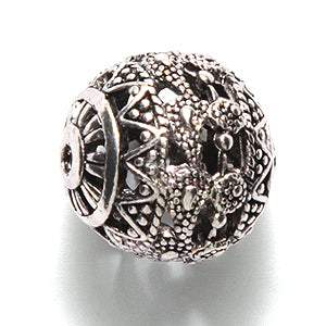 ME4184-S4: Bead Round Duck Design Silver 18mm-3PC