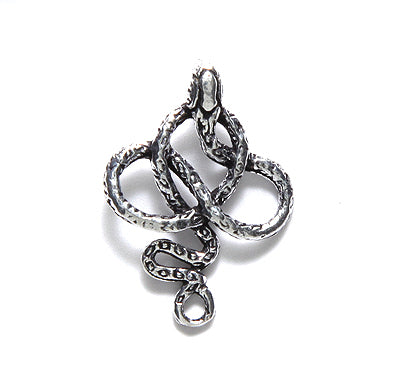 IN185-24: Snake Pendant 2-loop Sil 17x23mm-8PC