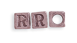 5PW955-R: Bead Alphabet Cube R Ant Pewter 5mm 1PC