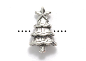 PW1076-S: Bead Christmas Tree Silver 9x14mm-1PC