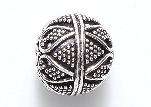 IN184-28S: Bali Style Copper Round Bead ANT Sil 13mm 3PC