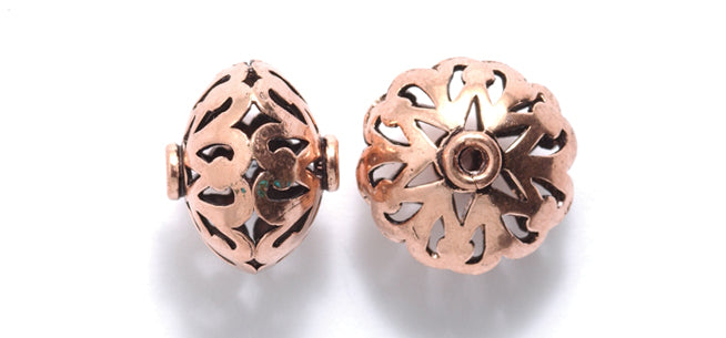 IN184-22C: Bali Style Copper Bicone 13x18mm 8PC