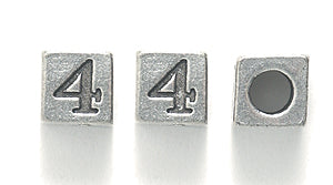 5PW955-4: Bead Alphabet Cube 4 Ant Pewter 5mm 1PC