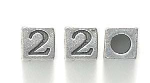 5PW955-2: Bead Alphabet Cube 2 Ant Pewter 5mm 1PC