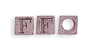 5PW955-F: Bead Alphabet Cube F Ant Pewter 5mm 1PC