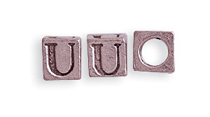 5PW955-U: Bead Alphabet Cube U Ant Pewter 5mm 1PC