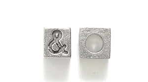 5PW955-AND: Bead Alphabet Cube & Symbol Silver 5mm-1PC