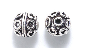 IN184-24S: Bali Style Copper Bead ANT Sil 8mm-15PC