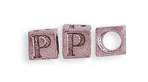 5PW955-P: Bead Alphabet Cube P Ant Pewter 5mm 1PC