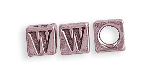 5PW955-W: Bead Alphabet Cube W Ant Pewter 5mm 1PC