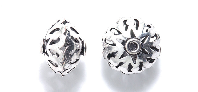 IN184-22S: Bali Style Copper Bicone ANT Sil 13x18mm 8PC