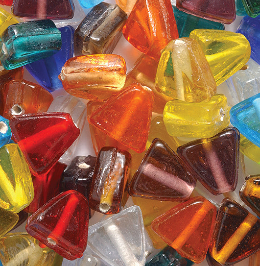 Triangular Bead Glass 11mm Mixed Finish Triangle Bead Mix 175pc – Shipwreck Beads