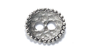 PW6137-S: PW Button Beaded Oval Ant Pewter 10x12mm 1PC