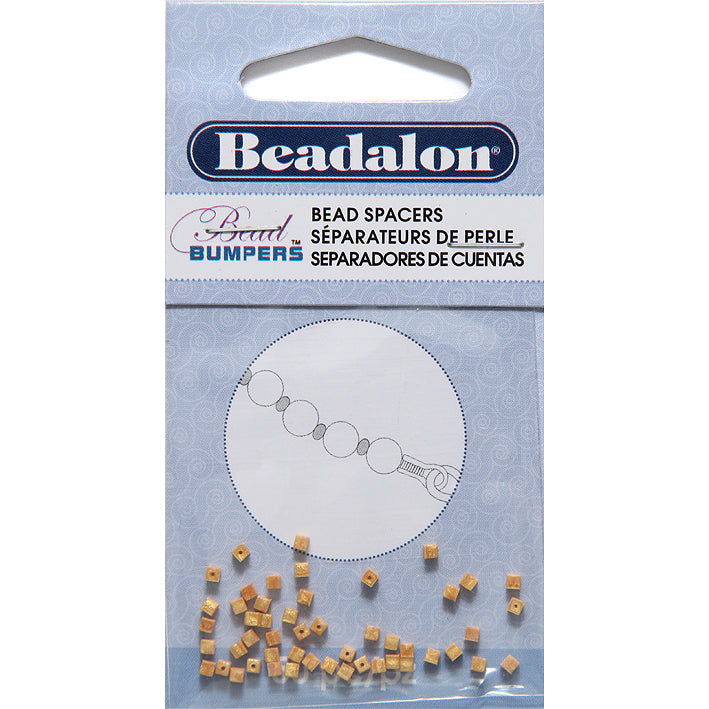 MS33-GC: Bead Bumpers Cubes Satin Gold 50 Ppk 1.7mm 1 Package