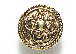 PW6139-AG: PW Button Round Roped 15mm Ant Gold - 1PC