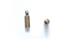 FI161-2AB: Cord End Loop 2mm 1mmID ANT Brass 6PC