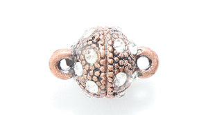 FI146-4AC: Clasp Magnetic Round Rhinestone 9mm ANT CPPR 1PC