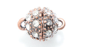 FI146-2AC: Clasp Magnetic Ball Rhinestone 11mm ANT CPPR 1PC